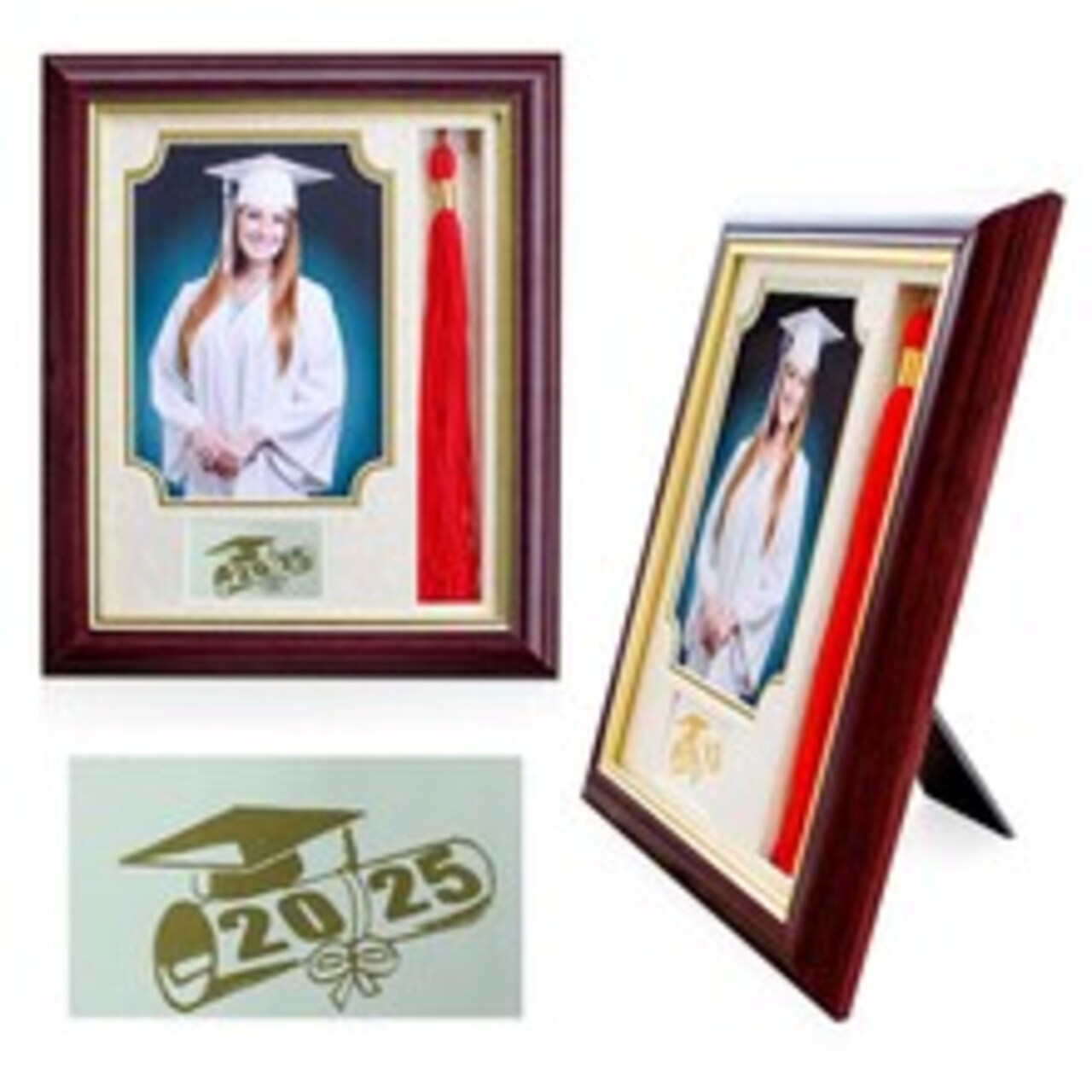 iFrame Graduation Photo & Tassel Frame I 5x7 & 8x10 Picture Frame For Only 2026 Class Year | Real Wood Cherry, Black and Walnut Finish I Wall Mount & Tabletop Graduation Frame | Made in USA